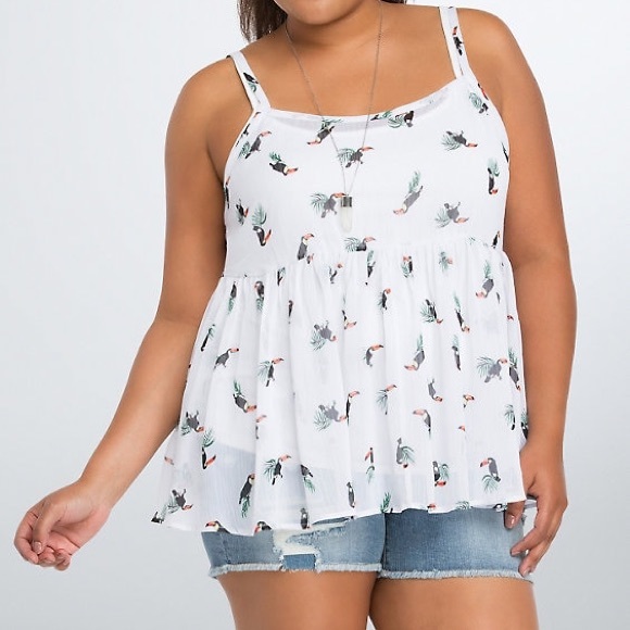 torrid Tops - Torrid Toucan Print Chiffon Babydoll Tank